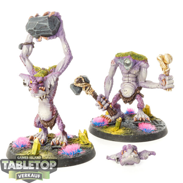 Gloomspite Gitz - 2x Stone Trolls - bemalt