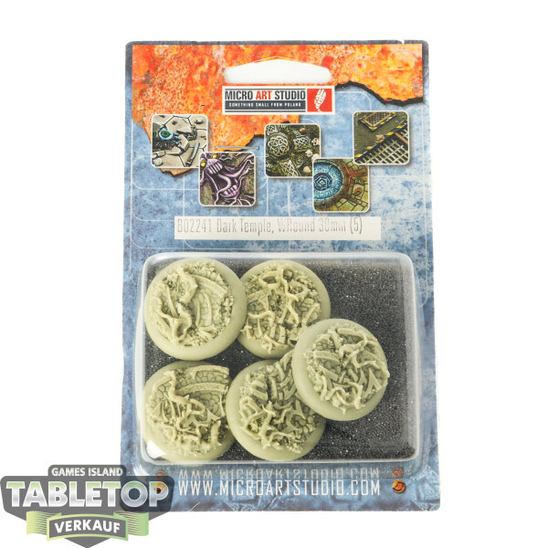 Bases - 5x Dark Temple Bases, WRound 30mm - Originalverpackt / Neu