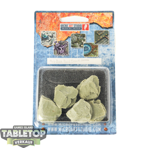 Bases - 5x Shale Bases, Round 25mm - Originalverpackt / Neu