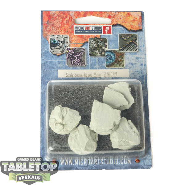 Bases - 5x Shale Bases, Round 25mm - Originalverpackt / Neu