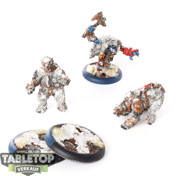 Trollbloods - Northkin Bear Handler & Battle Bears - bemalt
