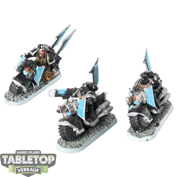 Dark Angels - 3 Ravenwing Bike Squadron - teilweise bemalt