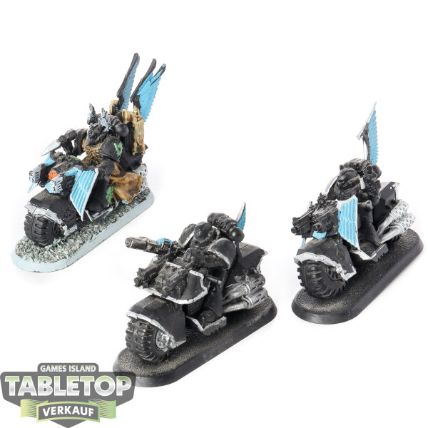 Dark Angels - 3 Ravenwing Bike Squadron - teilweise bemalt