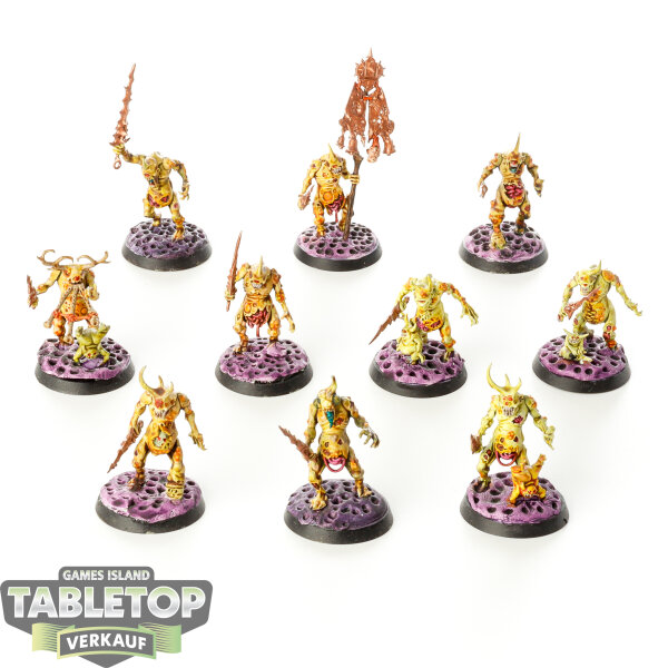Maggotkin of Nurgle - 10 Plaguebearers - bemalt