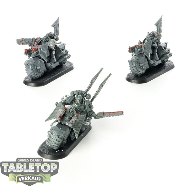 Dark Angels - 3x Ravenwing Black Knights - teilweise bemalt