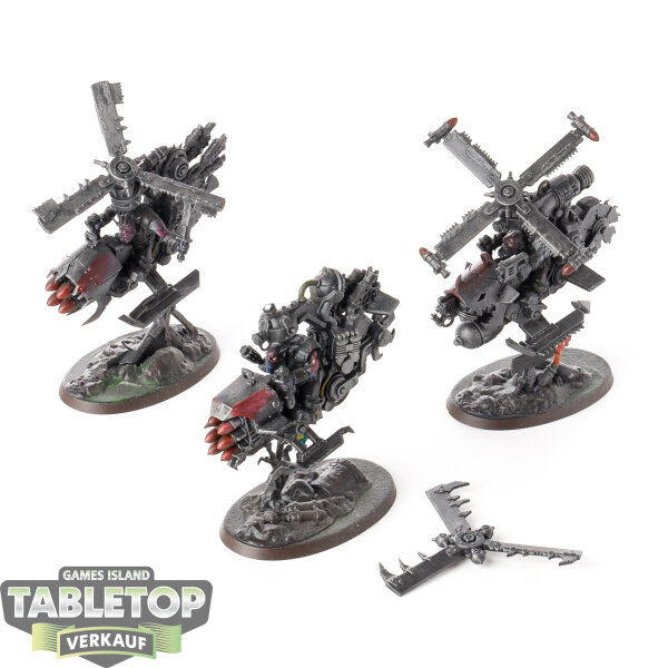Orks - 3x Deffkoptas - teilweise bemalt