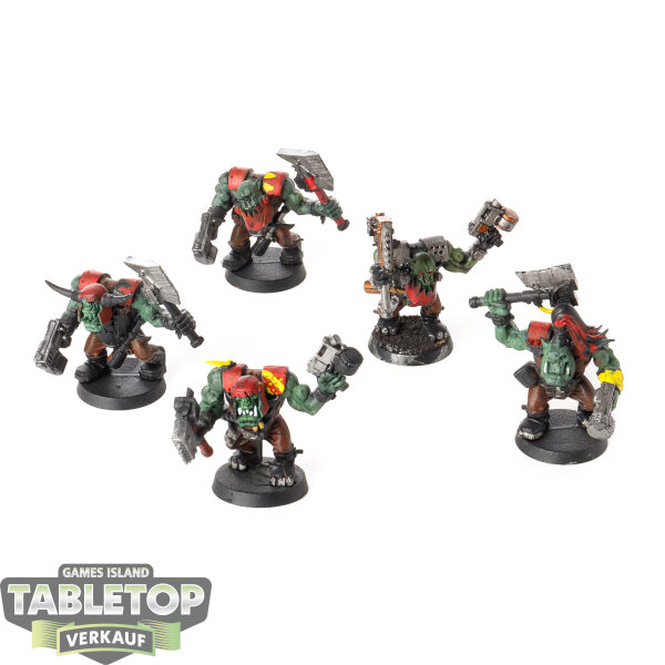 Orks - 5x Ork Nobz - klassisch - teilweise bemalt
