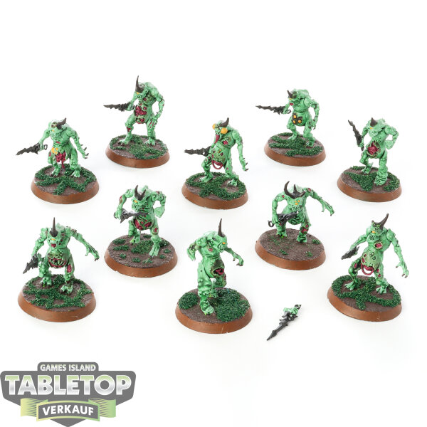 Maggotkin of Nurgle - 10 Plaguebearers - bemalt