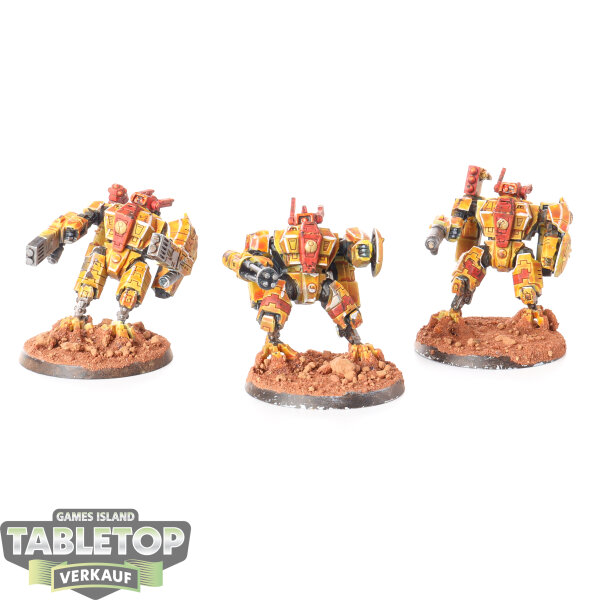 Tau Empire - 3x XV8 Crisis Battlesuit Team - bemalt