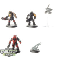 Tau Empire - 3x Stealth Battlesuits - teilweise bemalt