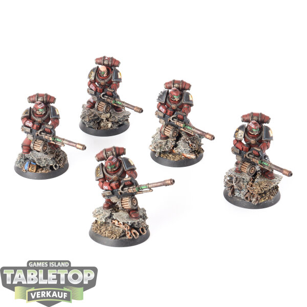 Horus Heresy - 5x MKIV Squad with Kalibrax Pattern Autocannons - Word Bearers  - bemalt