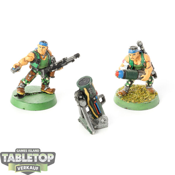 Astra Militarum - 3 Catachan Jungle Fighters Heavy Mortar Team Crew - bemalt