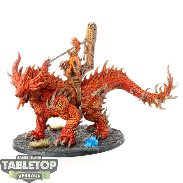 Fyreslayers - Auric Runeson on Magmadroth - bemalt