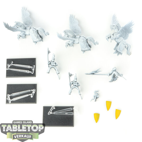 Kingdom of Bretonnia - 3 Pegasus Knights - teilweise bemalt