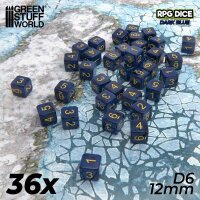 Green Stuff World - 36x D6 12mm Dice - Dark Blue