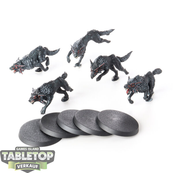 Space Wolves - 5 x Fenrisian Wolves - bemalt