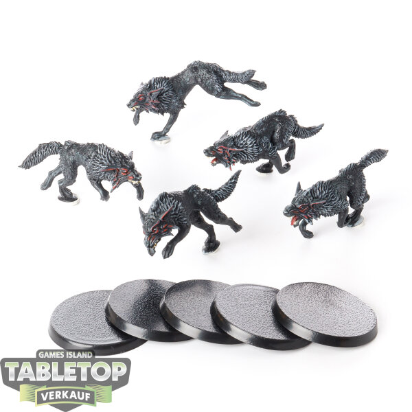 Space Wolves - 5 x Fenrisian Wolves - bemalt