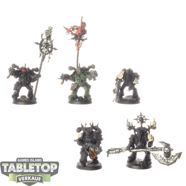 Chaos Space Marines - 5x Chaos Space Marines - teilweise bemalt