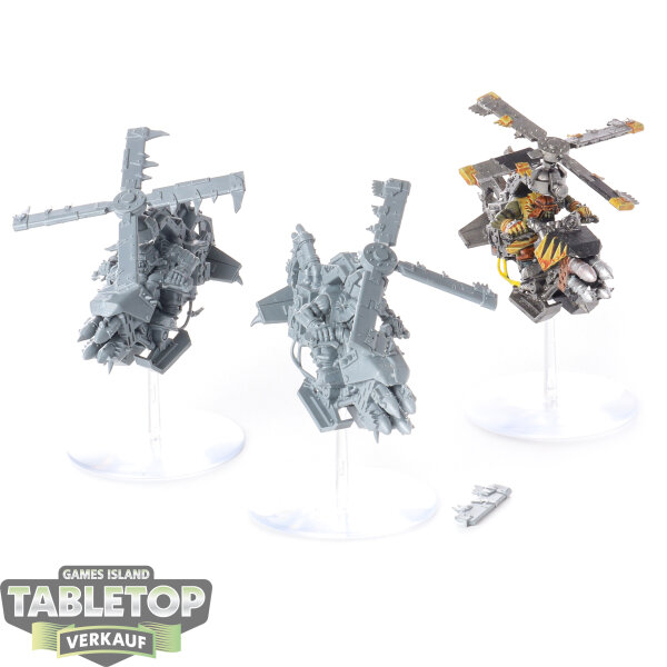 Orks - 3 Deffkoptas - teilweise bemalt