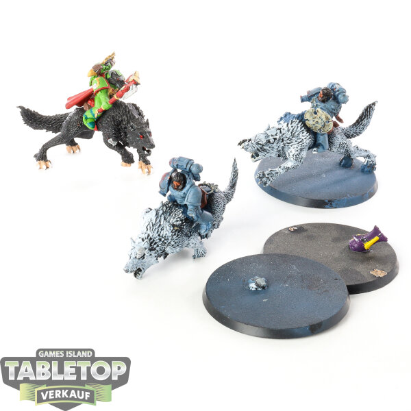 Space Wolves - 3 x Thunderwolf Cavalry - teilweise bemalt