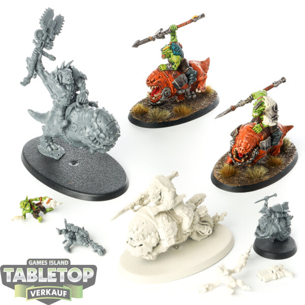 Orks - 5 x Squighog Boyz - teilweise bemalt