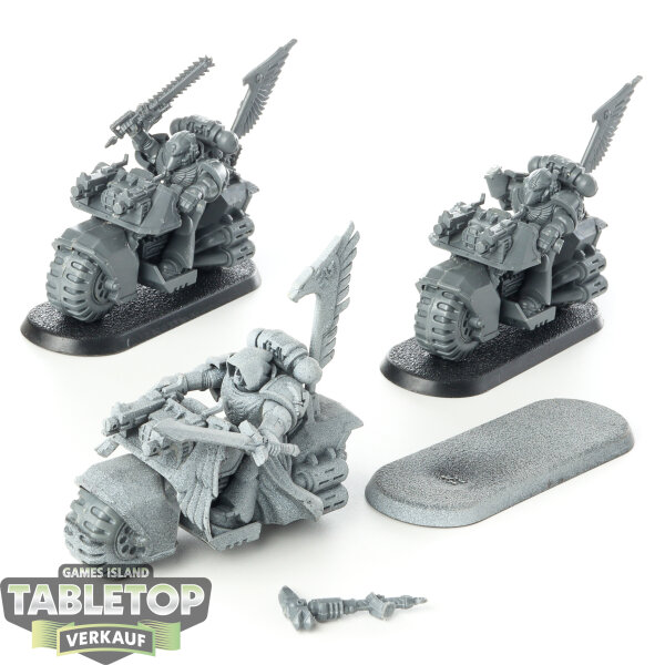 Dark Angels - 3x Ravenwing Bike Squadron - grundiert