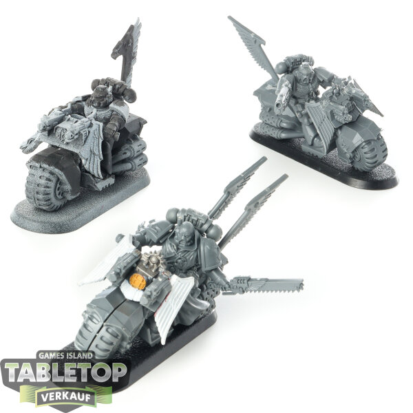 Dark Angels - 3x Ravenwing Bike Squadron - teilweise bemalt