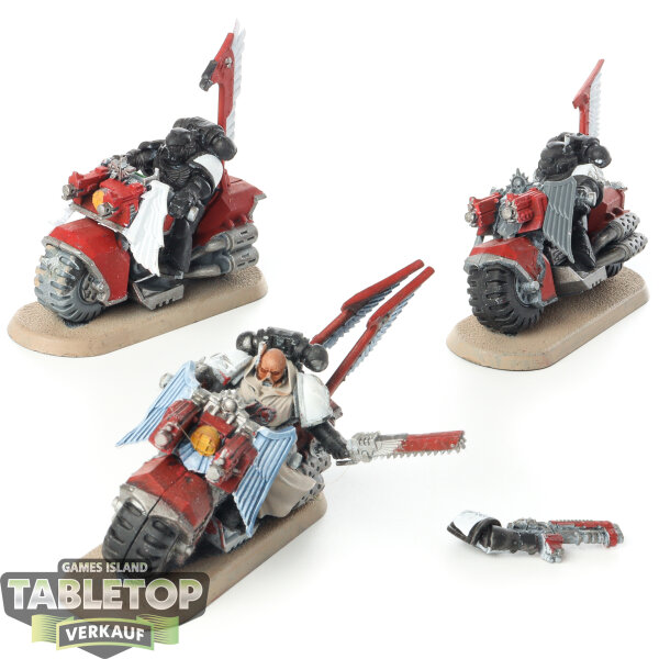 Dark Angels - 3x Ravenwing Bike Squadron - teilweise bemalt