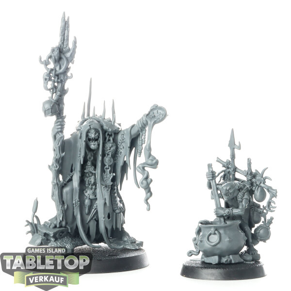 Orruk Warclans - Swampcalla Shaman with Pot-grot - unbemalt