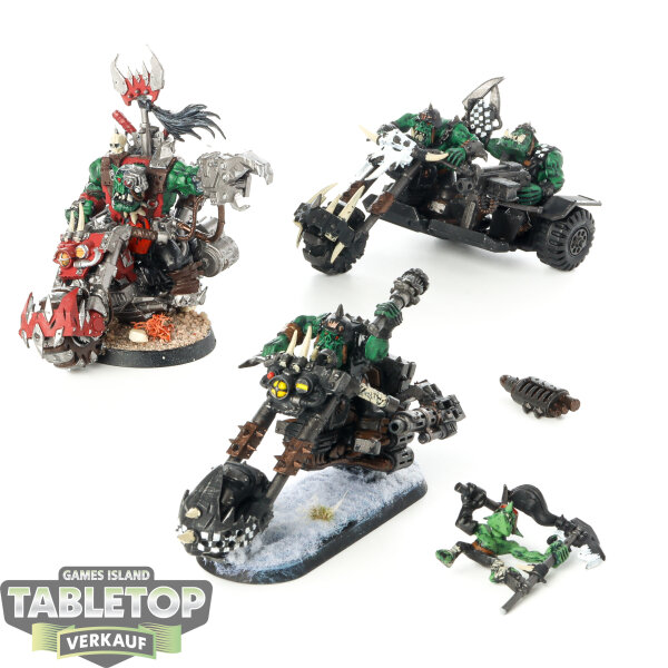 Orks - 3x Ork Warbiker Mob - bemalt