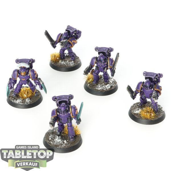 Horus Heresy - 5x Emperors Children MKIV Space Marine Assault Squad - bemalt