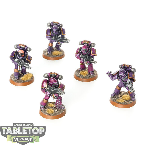 Horus Heresy - 5x Emperors Children Legion MKIV Maximus Armour with Phobos Pattern Bolters - bemalt