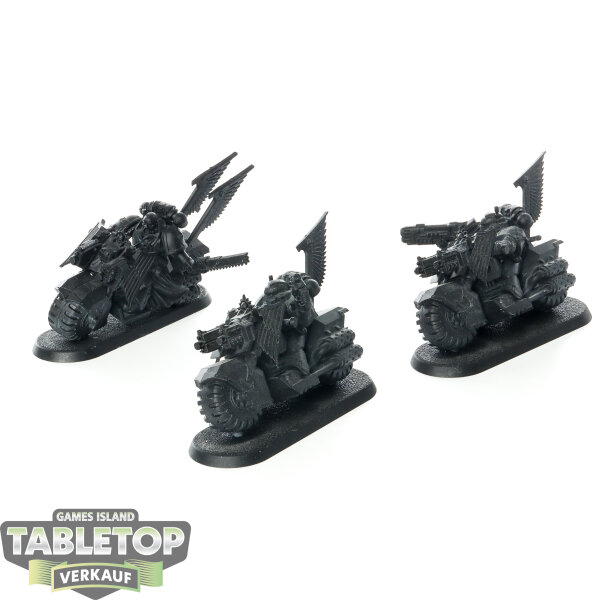 Dark Angels - 3x Ravenwing Bikers - grundiert