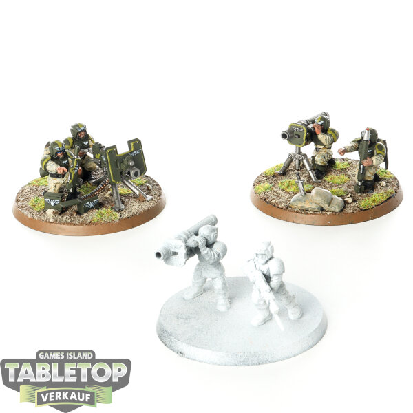 Astra Militarum - 3x Cadian Heavy Weapon Teams klassisch - teilweise bemalt
