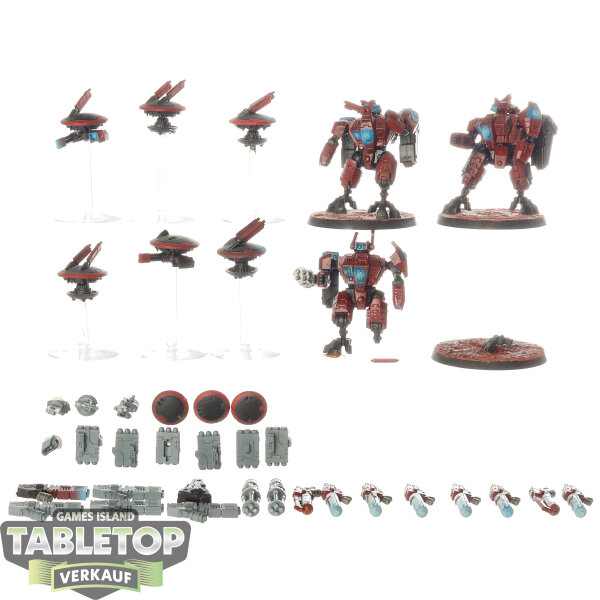 Tau Empire - 3x XV8 Crisis Battlesuit Team - bemalt