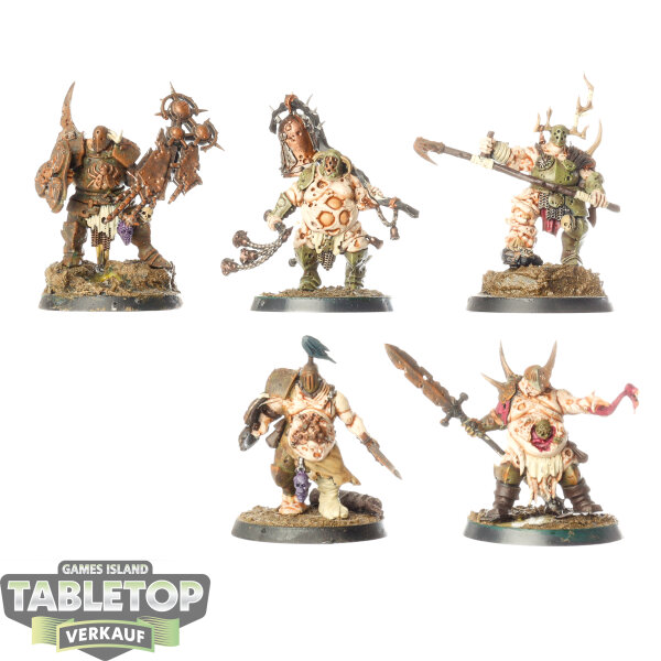 Maggotkin of Nurgle - 5 Putrid Blightkings - bemalt