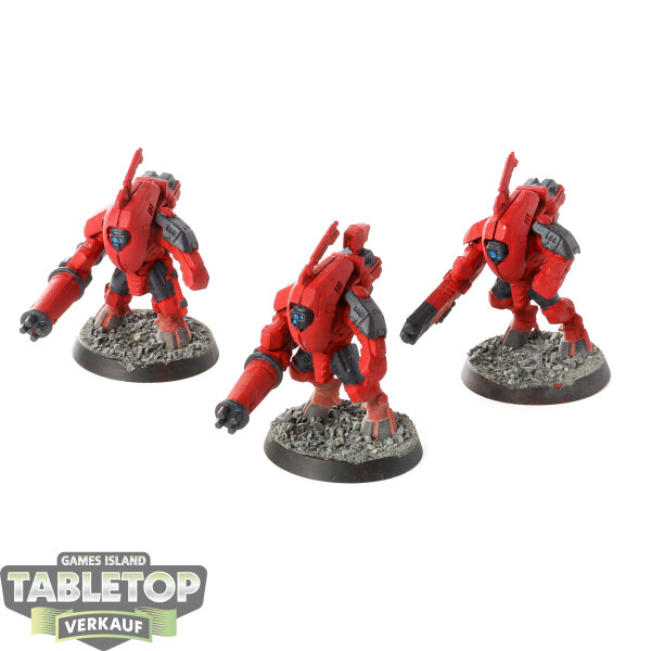 Tau Empire - 3 Stealth Battlesuits - teilweise bemalt
