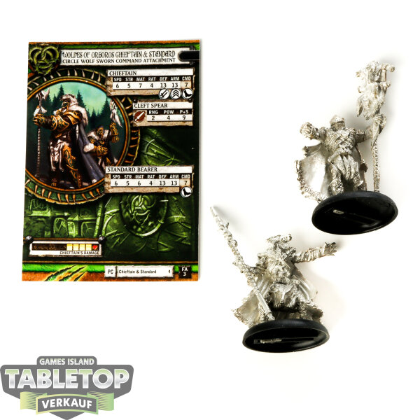 Circle Orboros - 2x Wolves of Orboros Chieftain & Standard - unbemalt