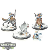 Space Wolves - 3 Thunderwolf Cavalry - bemalt