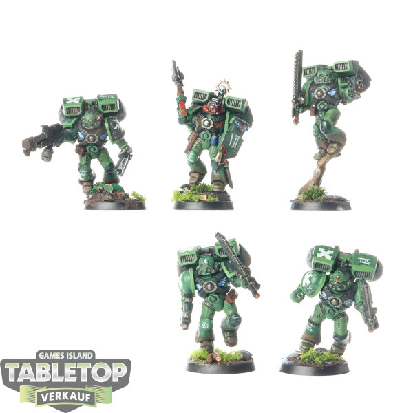 Dark Angels - 5x Assault Marines - bemalt