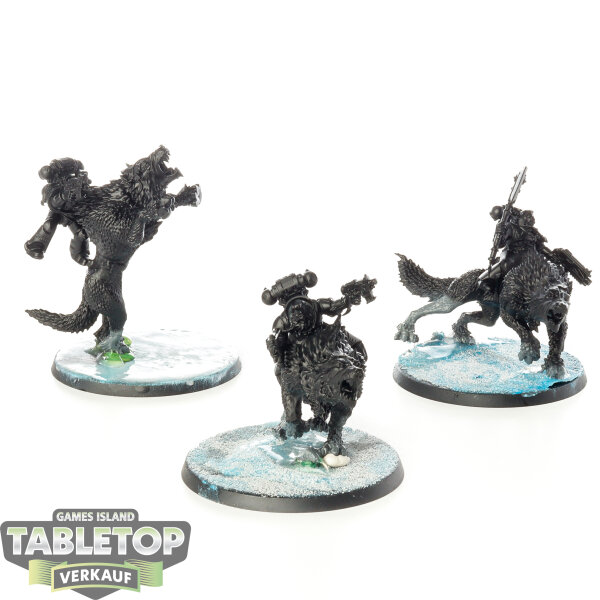 Space Wolves - 3 x Thunderwolf Cavalry - teilweise bemalt