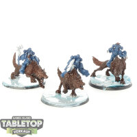 Space Wolves - 3 x Thunderwolf Cavalry - teilweise bemalt