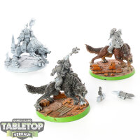 Space Wolves - 3 Thunderwolf Cavalry - teilweise bemalt