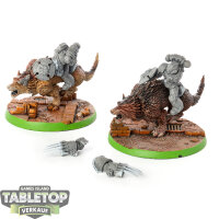 Space Wolves - 2 Thunderwolf Cavalry - teilweise bemalt