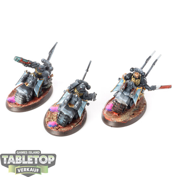 Dark Angels - 3x Ravenwing Bike Squadron - bemalt