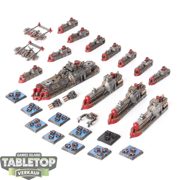 Dystopian Wars - Empire of the Blazing Sun Naval Battle Group - teilweise bemalt
