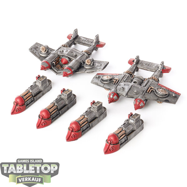 Dystopian Wars - Empire of the Blazing Sun Bombardment Group - teilweise bemalt
