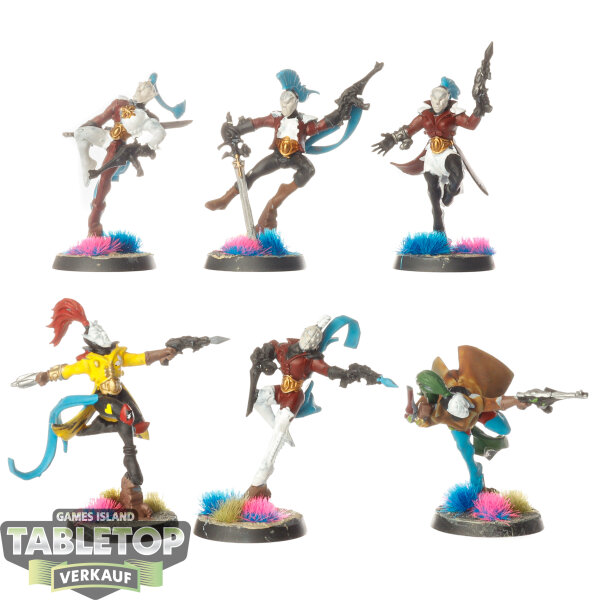 Aeldari - 6x Harlequin Troupe - teilweise bemalt