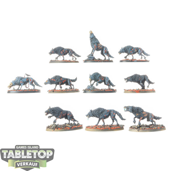 Soulblight Gravelords - 10x Dire Wolves - bemalt
