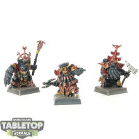 Chaos Dwarfs - 3 x Chaos Dwarf Daemonsmiths - bemalt